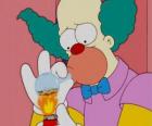 Krusty κλόουν σε μια σκηνή από την εκπομπή του στην τηλεόραση
